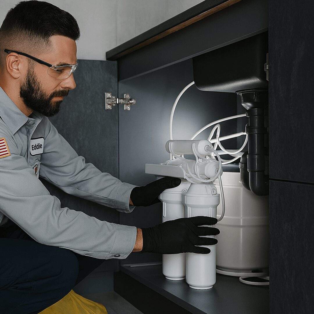 Plumber Installing Reverse Osmosis Equipment