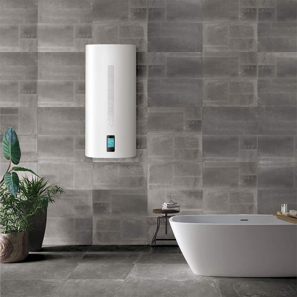 modern water heater in luxury bathroom